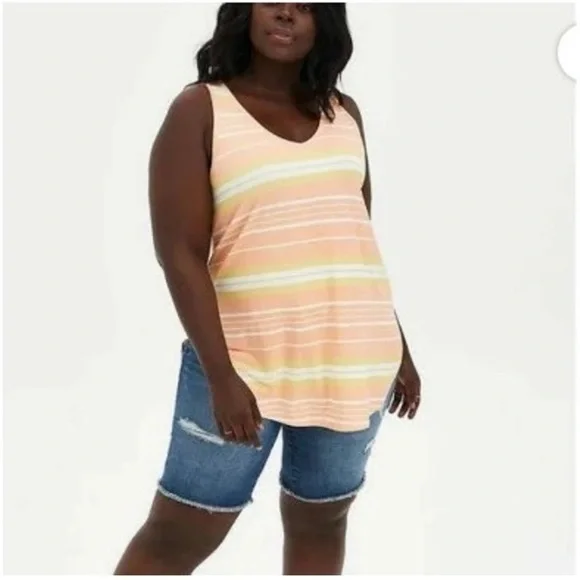 Torrid Super Soft Striped Orange Sleeveless Tank Top Size 4X - Picture 1 of 12